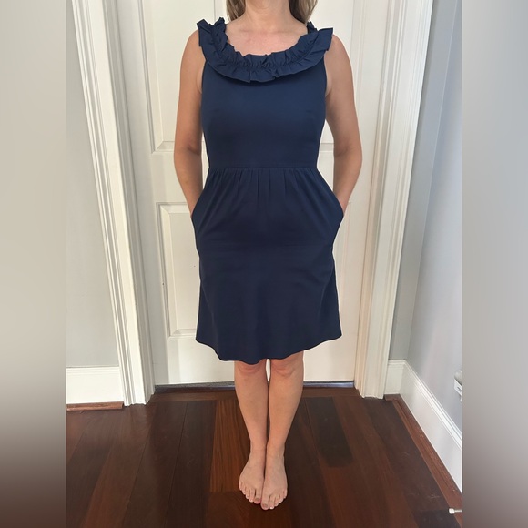 J. Crew Navy Blue Sleeveless Dress With Pockets - Picture 2 of 5